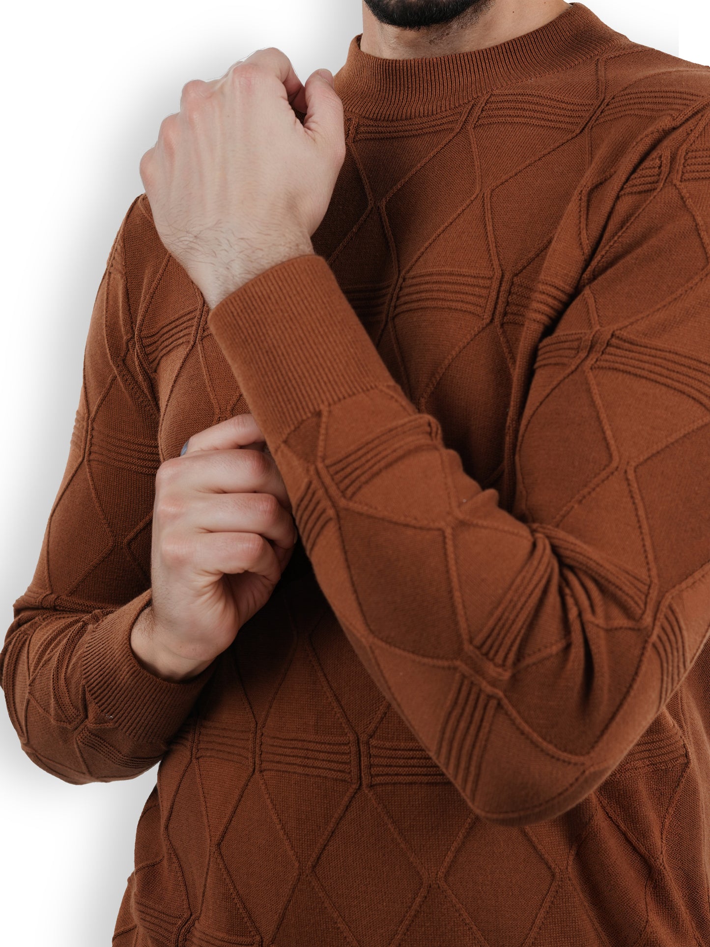 Brown Solid Cotton Sweater