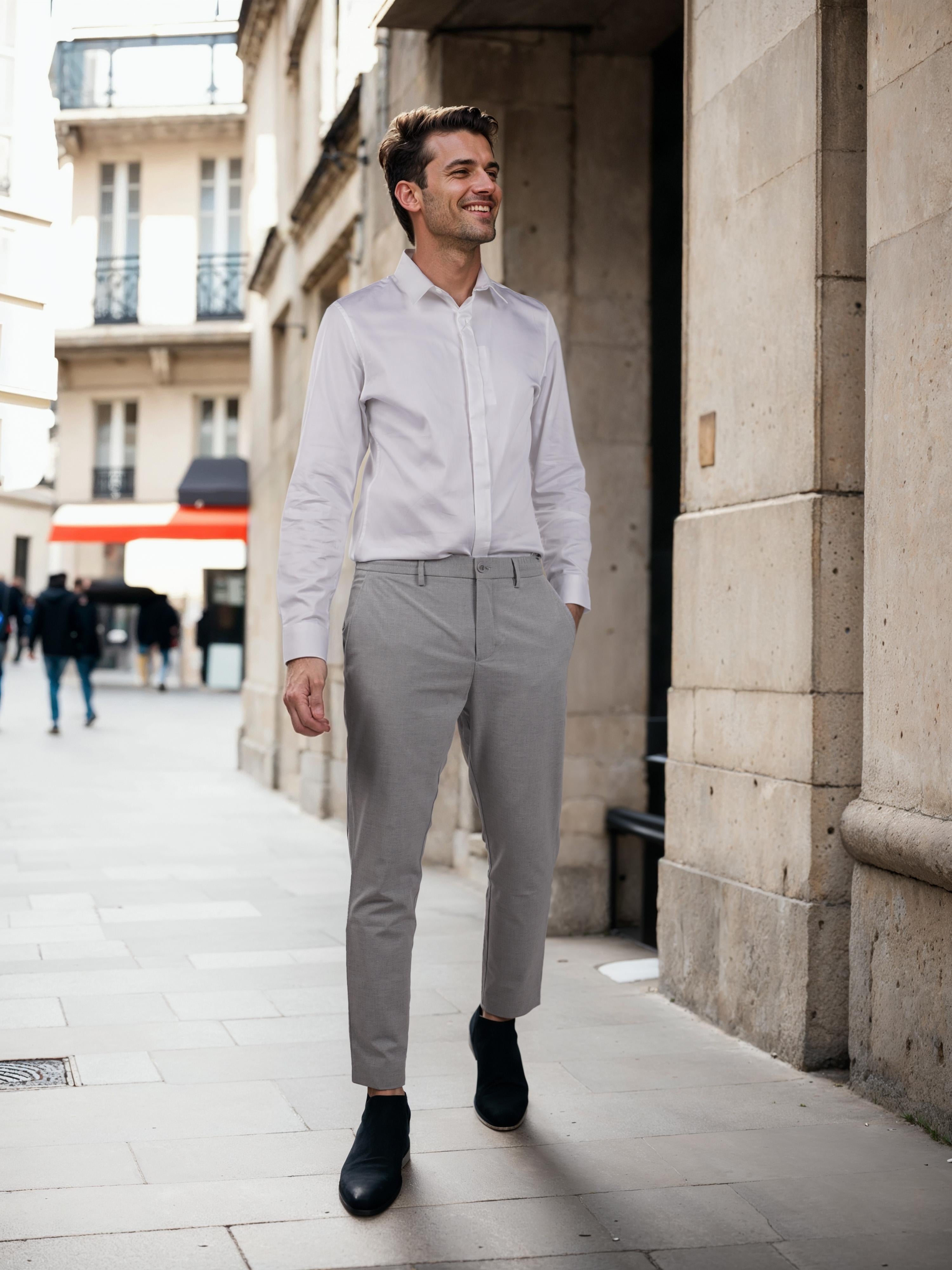 Grey Regular Fit Trousers