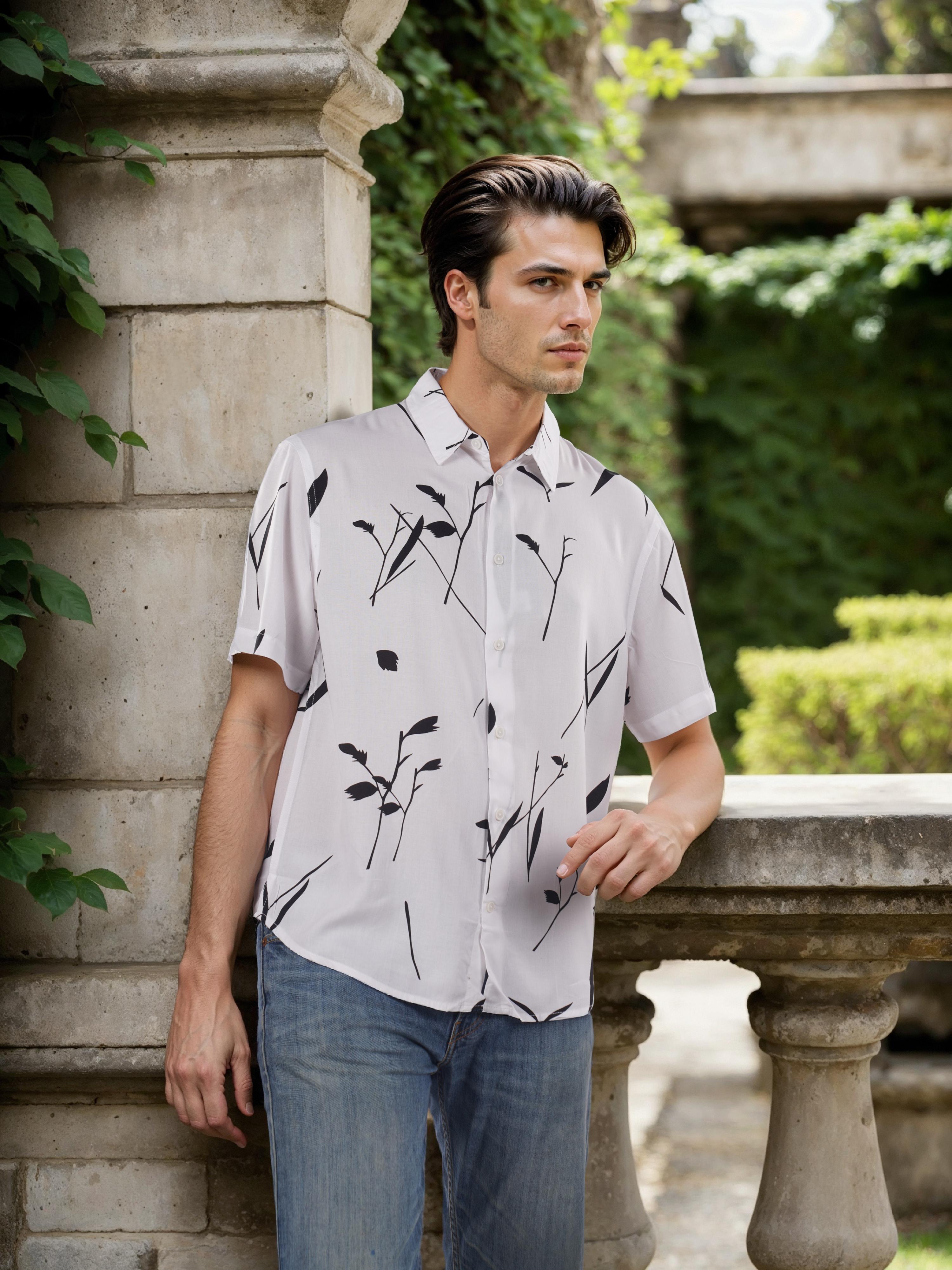 White Printed Viscose Shirt