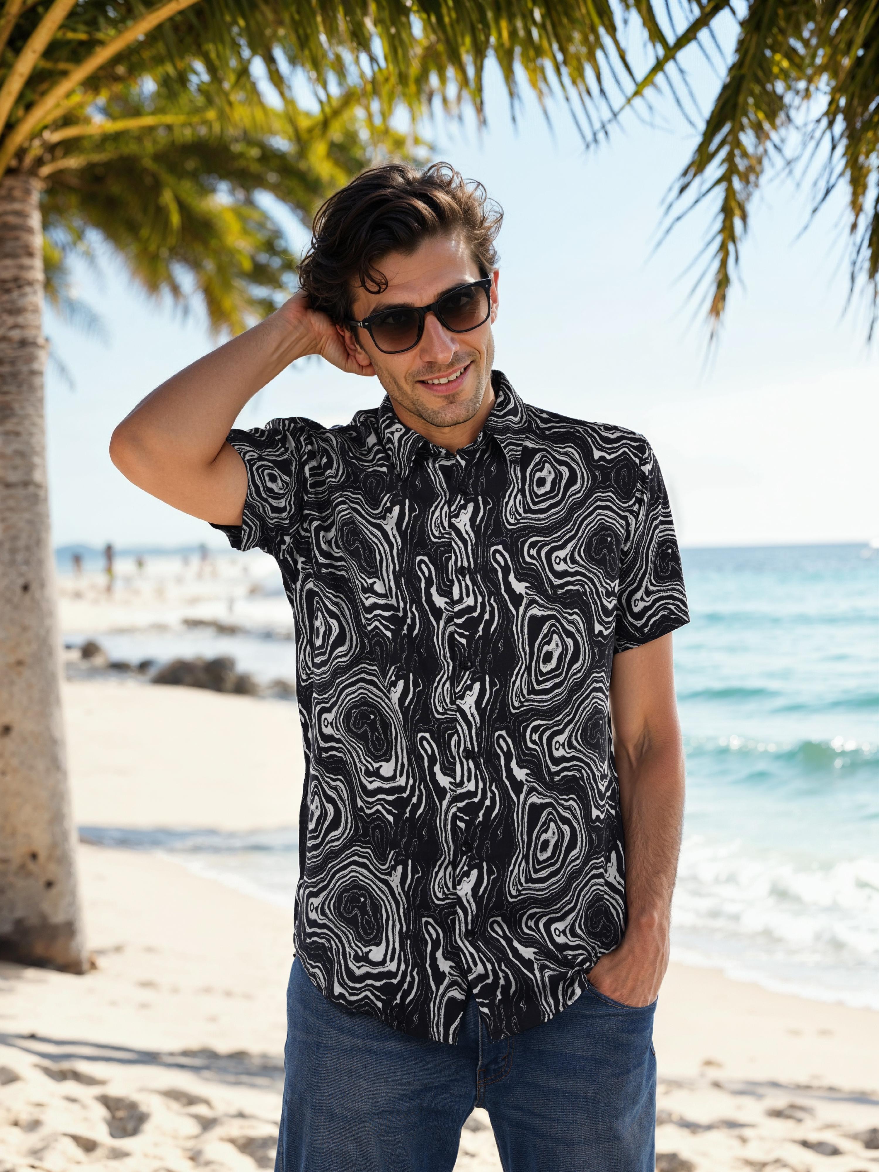 Black Printed Viscose Shirt