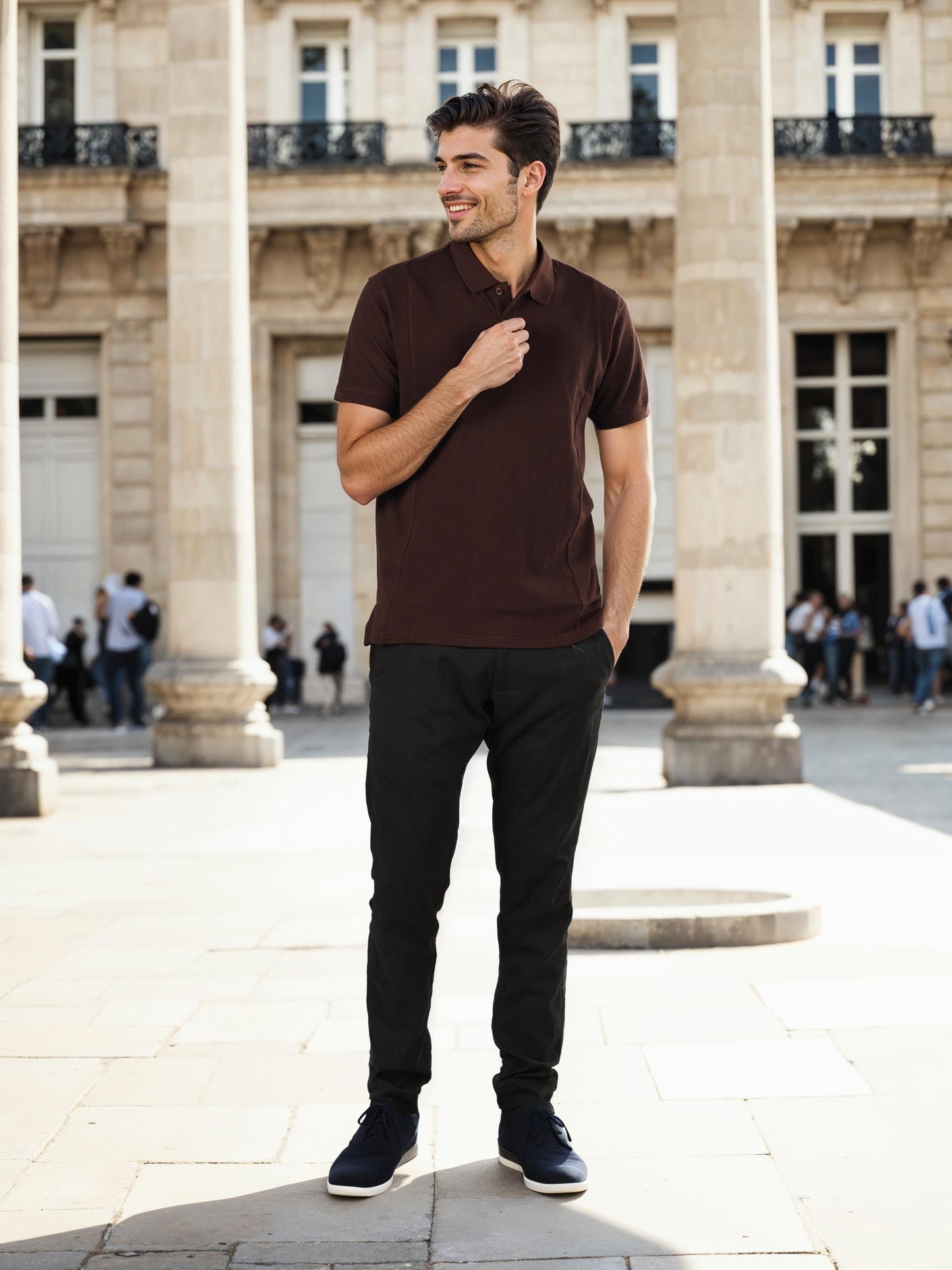 Brown Solid Cotton T-Shirt