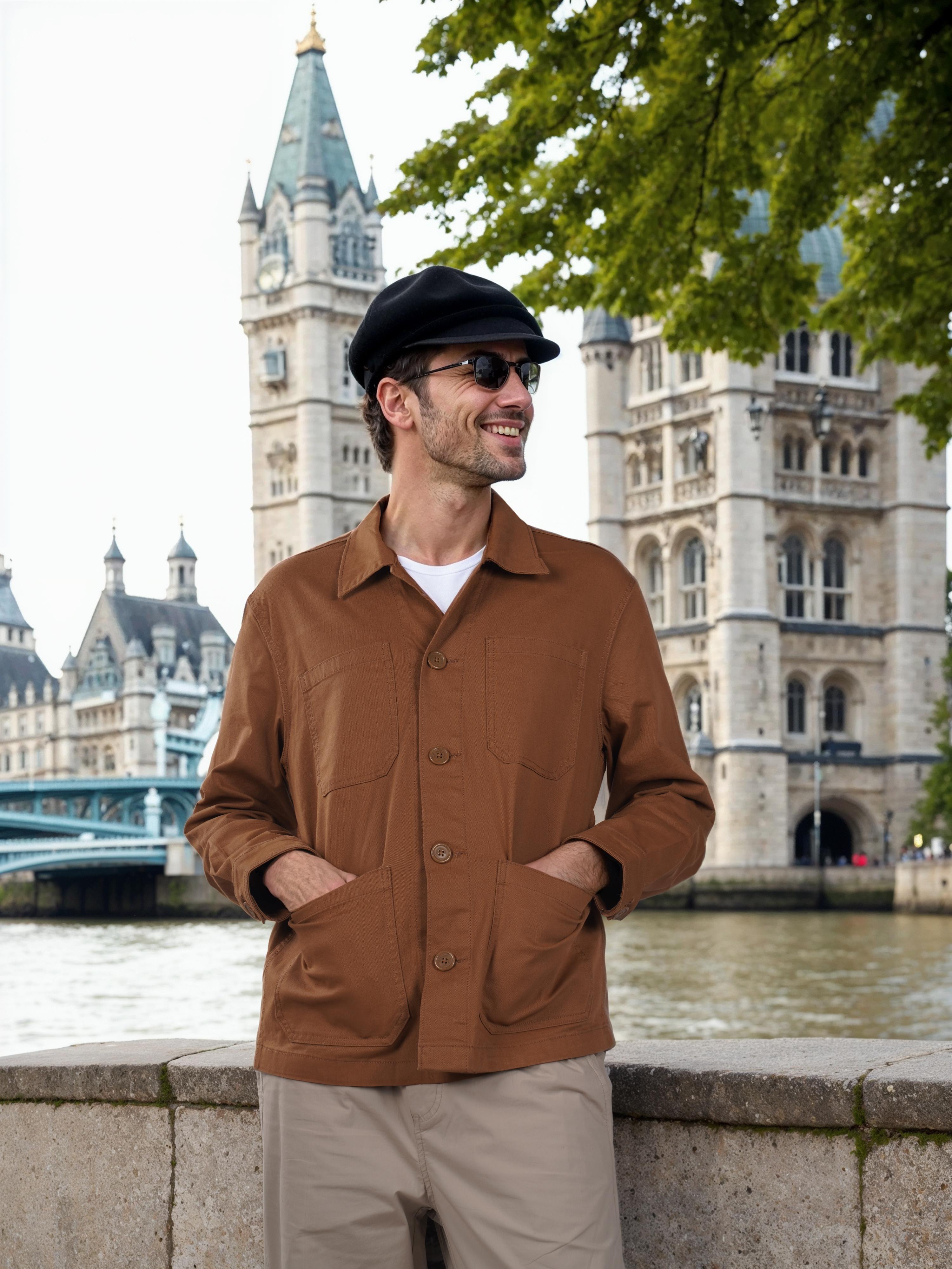 Brown Solid Cotton Jacket