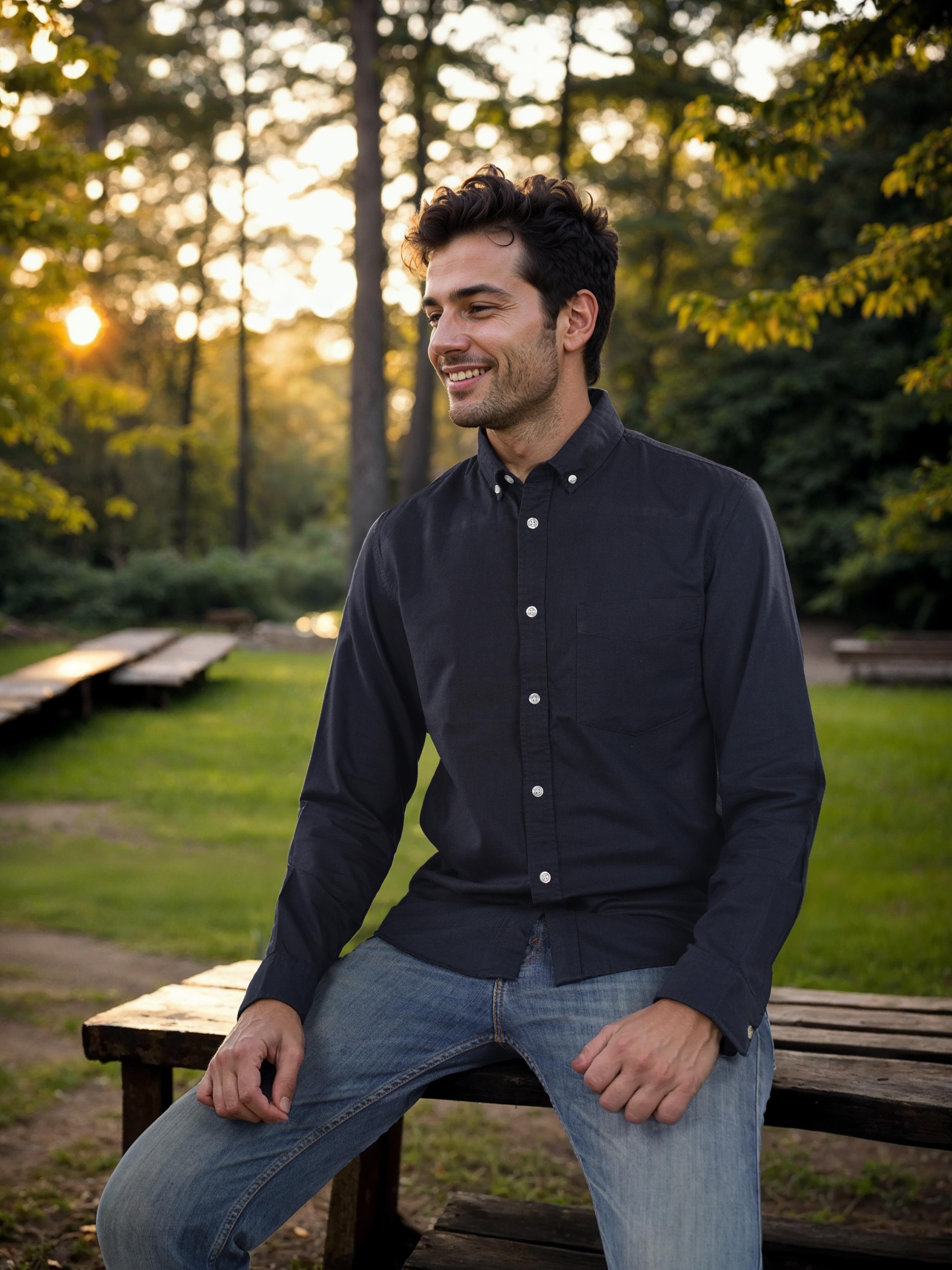 Navy Blue Solid Cotton Shirt