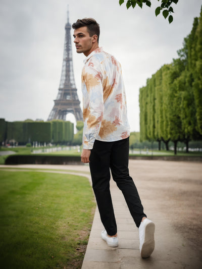 Celio* Dyed Regular Fit Cotton Peach Shirt