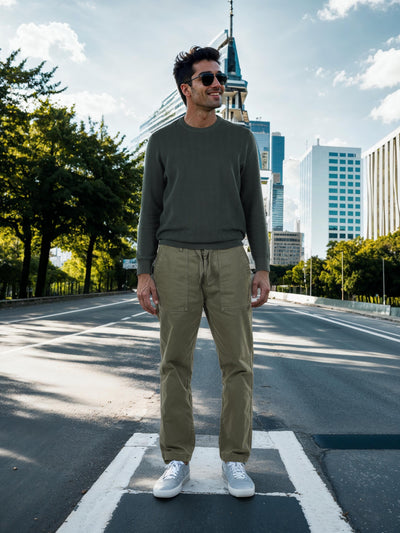 Celio* Cotton Straight Fit Green Trouser