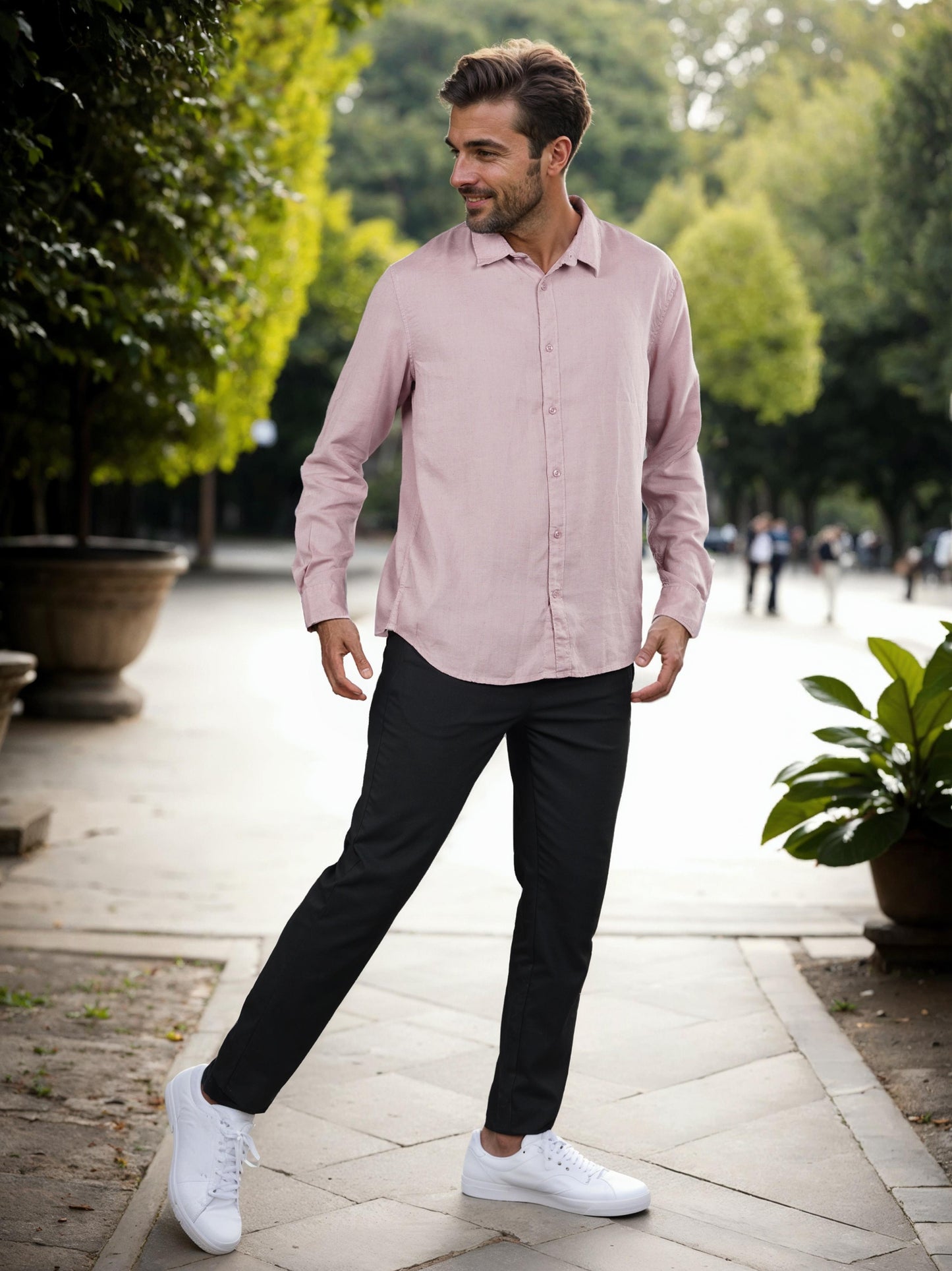 Mauve Solid Linen Shirt