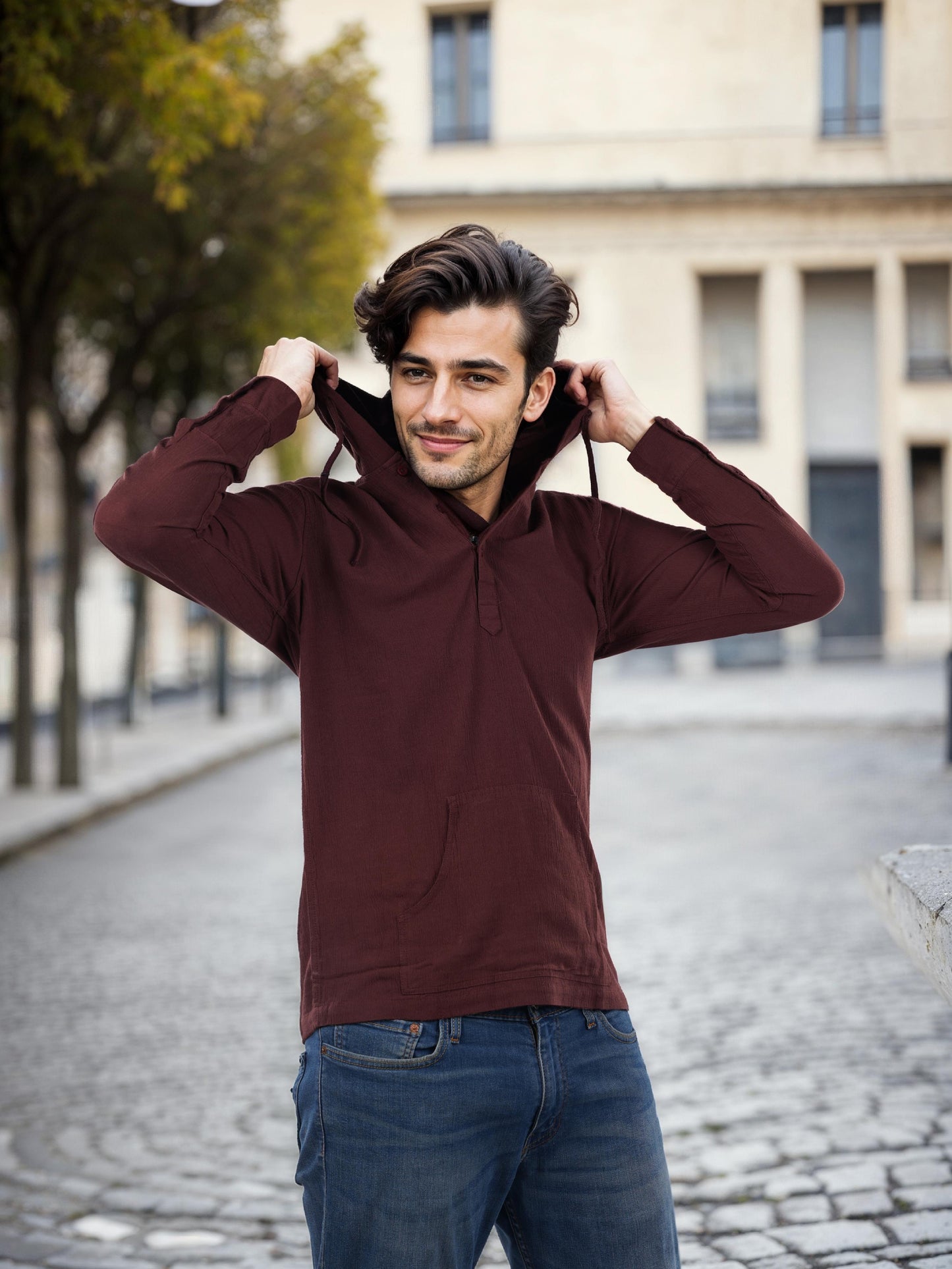 Brown Solid Cotton Shirt