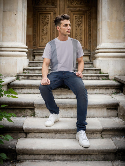 Celio* Colourblock Regular Fit Cotton Grey T-Shirt