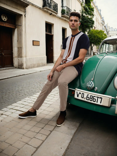 Celio* Colourblock Regular Fit Cotton Navy Blue T-Shirt