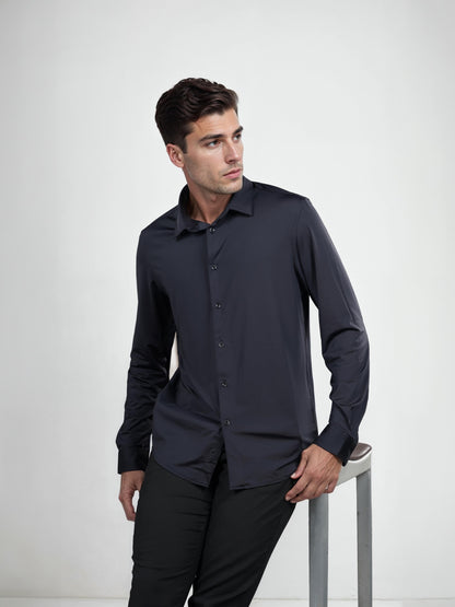 Black Solid Nylon Shirt