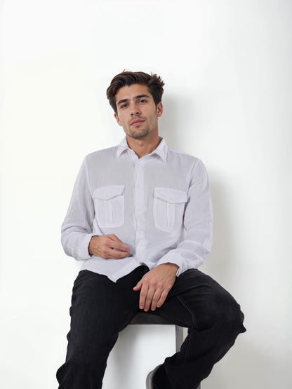 White Solid Cotton Shirt