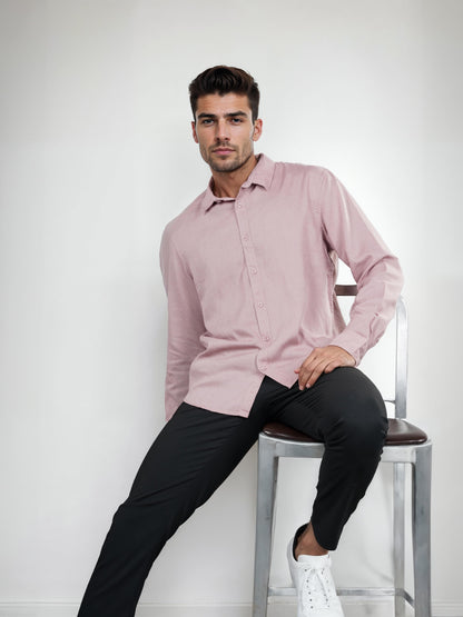 Mauve Solid Linen Shirt