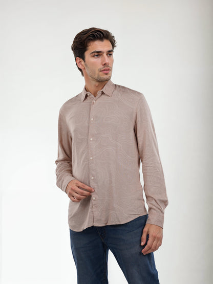 Pink Printed Linen Shirt