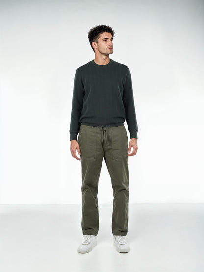 Green Straight Fit Trousers