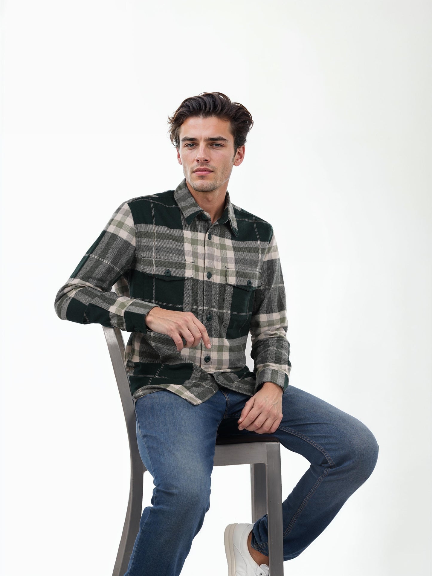 Green Checks Cotton Shirt