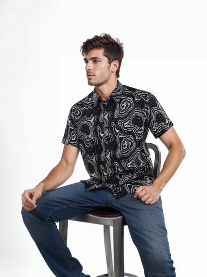 Black Printed Viscose Shirt