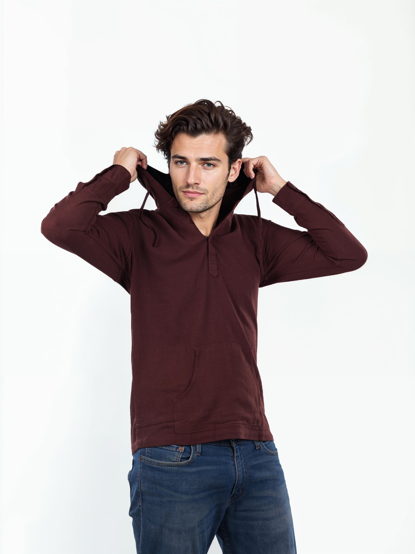 Brown Solid Cotton Shirt