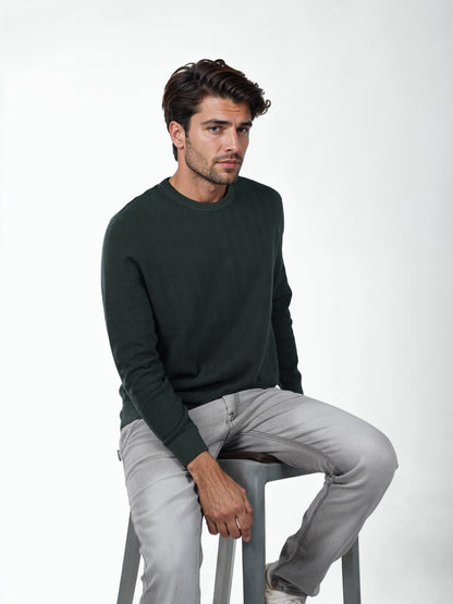 Green Solid Cotton Sweater