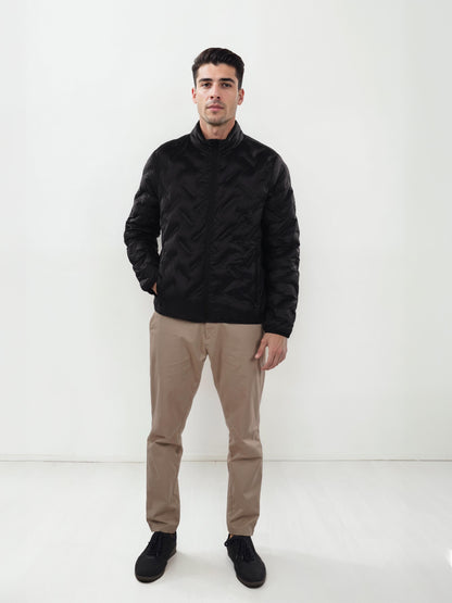 Black Solid Polyamide Jacket