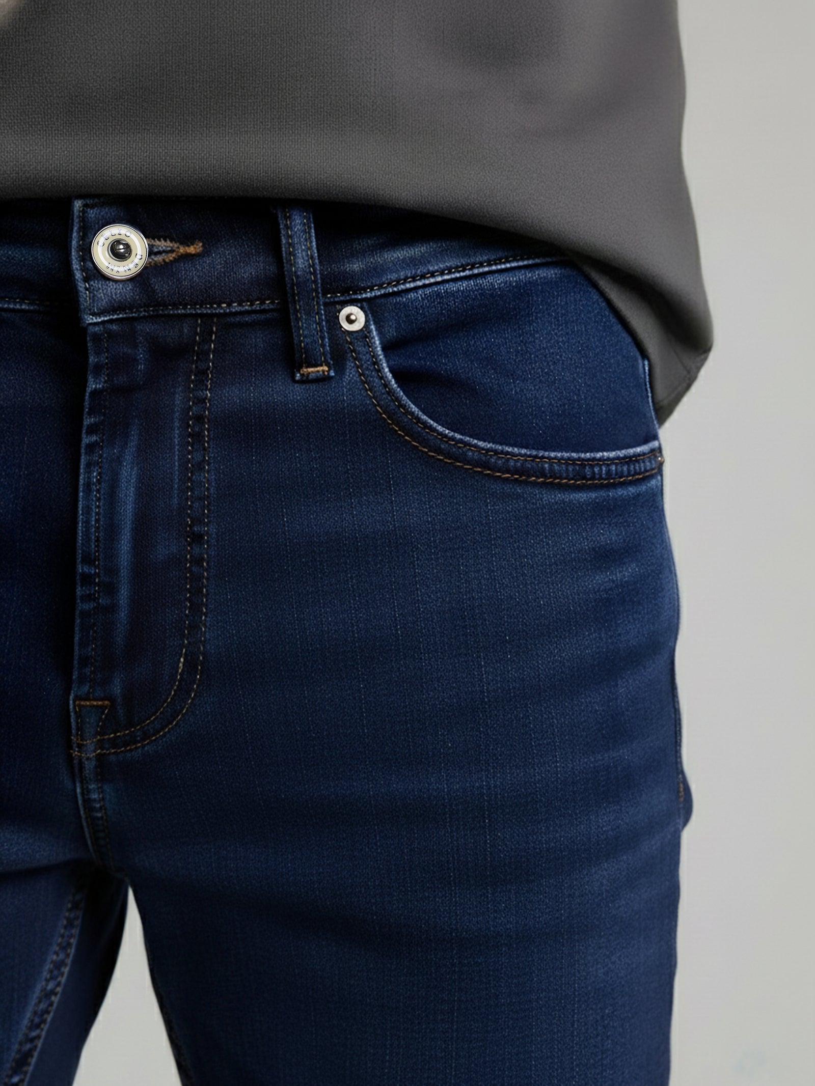 Celio Mens Blue Knit | Dobby Slim Fit Cotton Jeans