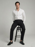 Celio Mens Black Solid 24H Fit Polyester Casual Trouser