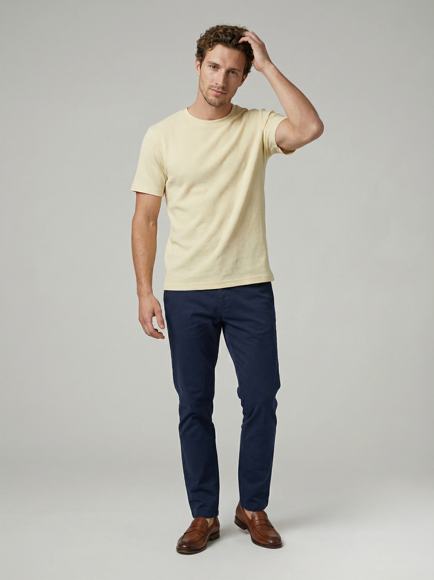 Celio Mens Yellow Structured Regular Fit Cotton T-Shirts