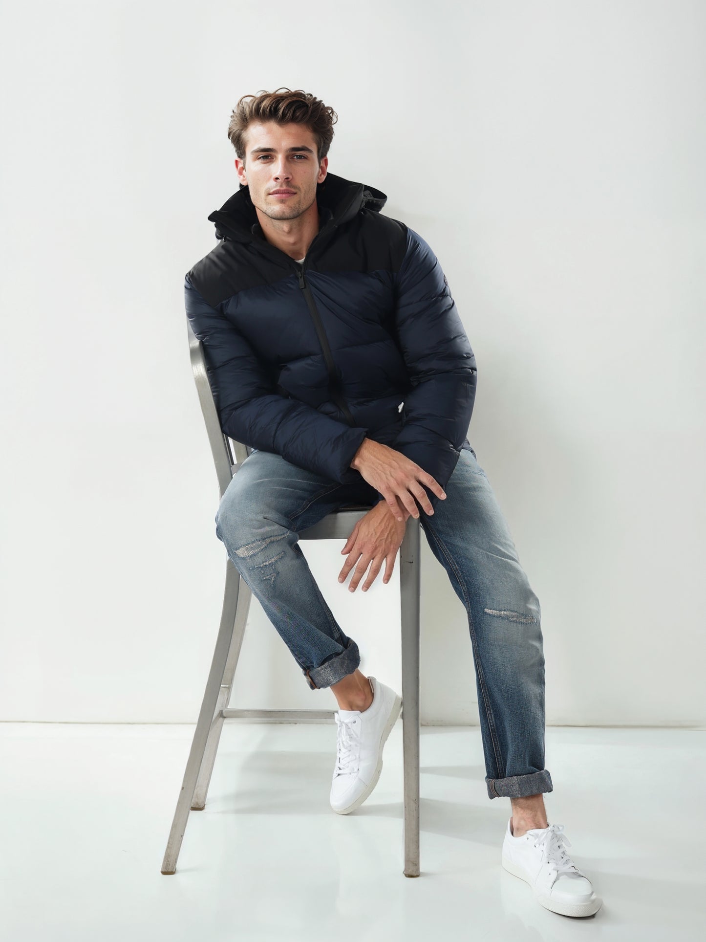 Chamonix - Navy Blue Solid Polyamide Jacket