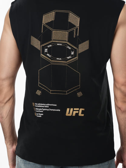 UFC - Black Printed Oversized Cotton T-shirt