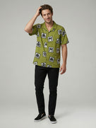 Celio Mens Green Printed Regular Fit Cotton Shirts