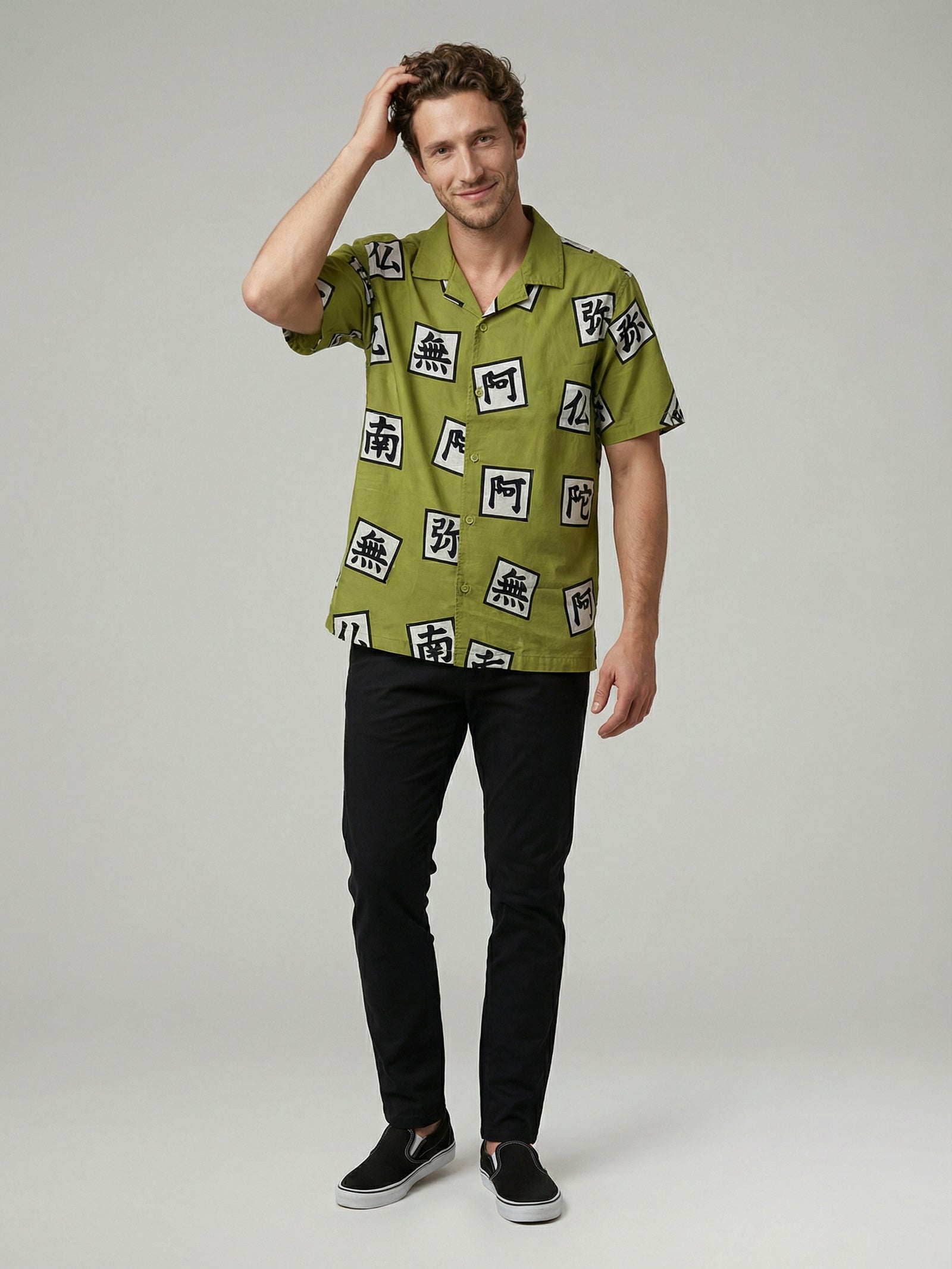 Celio Mens Green Printed Regular Fit Cotton Shirts