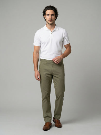 Celio Mens Olive Dobby Slim Fit Polyester Casual Trouser