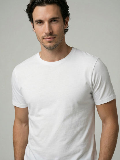 Celio Mens White Solid Slim Fit Cotton T-Shirts