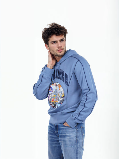 One Piece - Blue Printed Cotton Sweatshirt