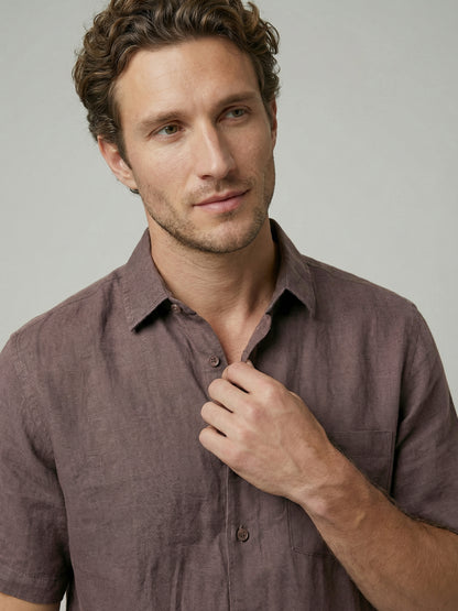 Celio Mens Brown Solid Regular Fit Linen Shirts