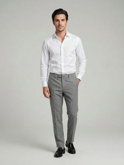Celio Mens Grey Solid 24H Fit Polyester Casual Trouser