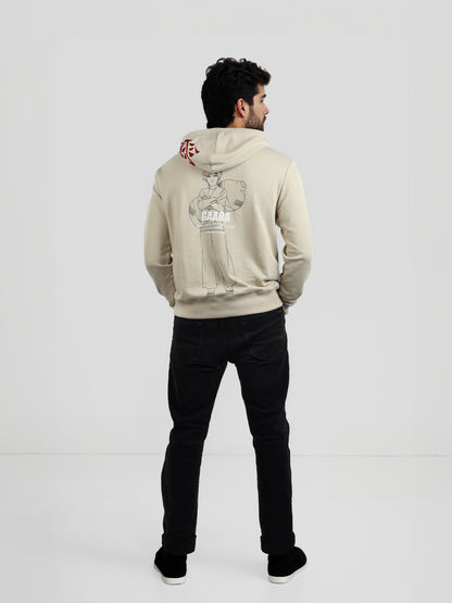 Naruto - Beige Printed Oversized Polyester Sweatshirt