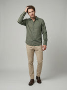 Celio Mens Olive Dobby Regular Fit Cotton Shirts