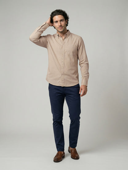 Celio Mens Beige Solid Regular Fit Cotton Shirts