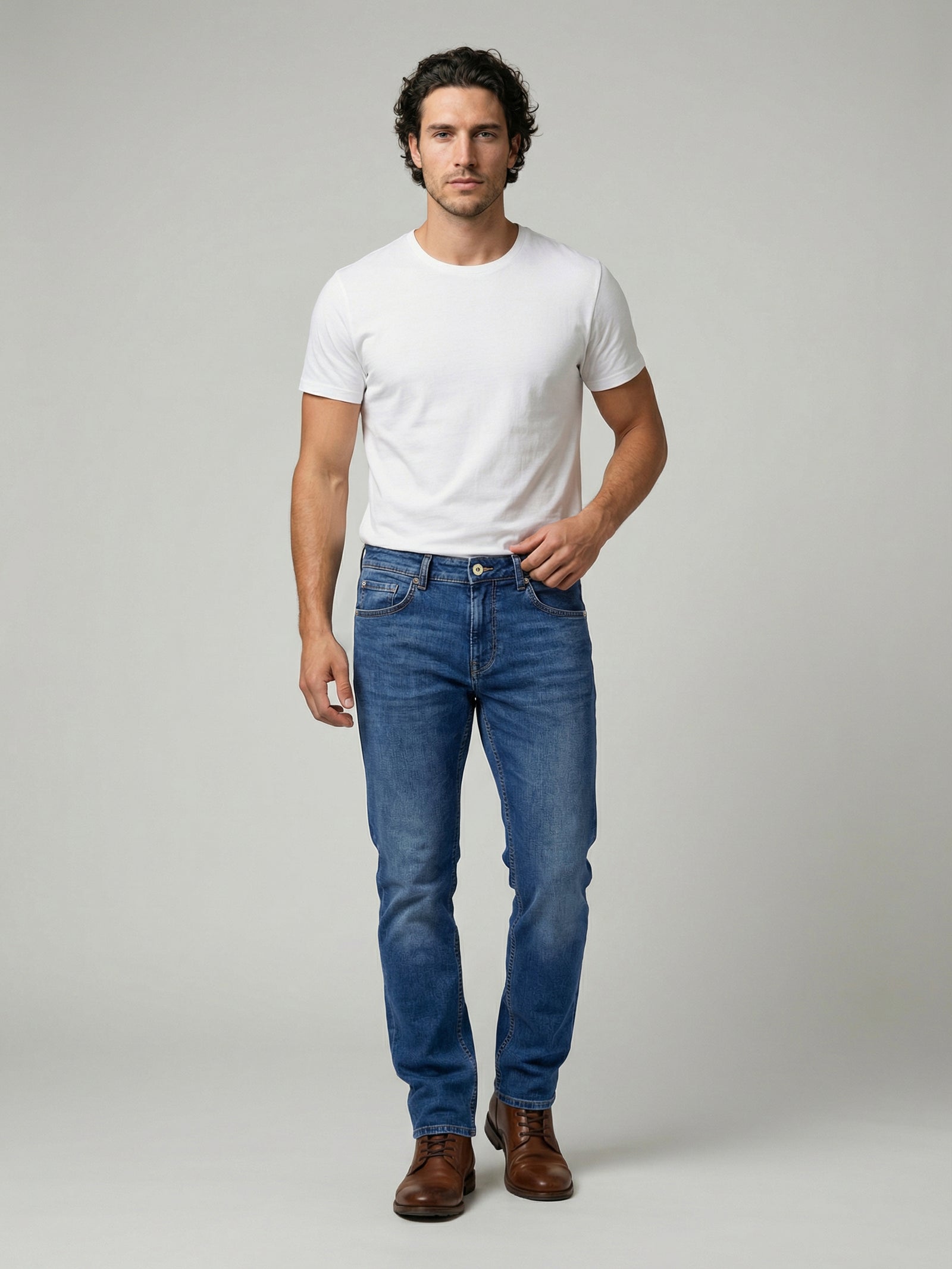 Celio Mens Blue Solid Slim Fit Cotton Jeans