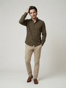 Celio Mens Olive Solid Regular Fit Cotton Shirts