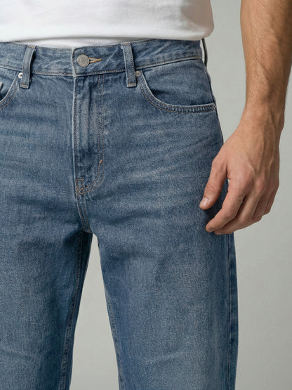 Celio Mens Blue Twill Baggy Fit Cotton Jeans