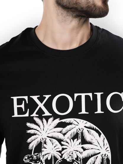 Black Printed Cotton T-shirt