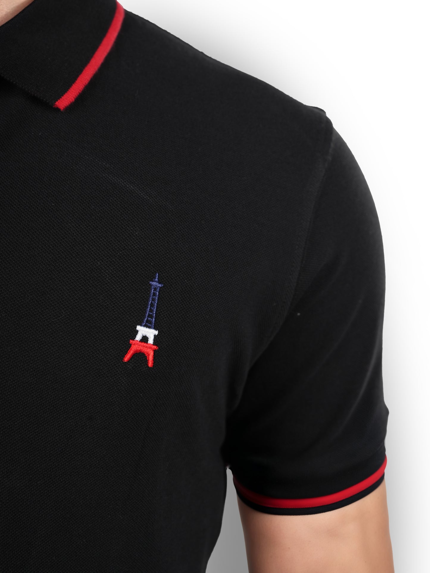 Black Solid Cotton Polo