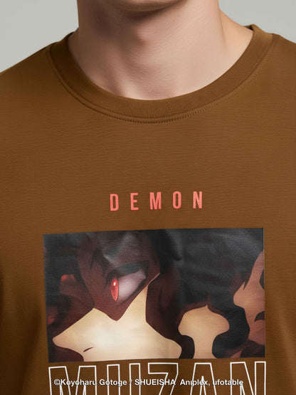 Celio Men Brown Printed Regular Cotton Demon Slayer T-Shirt