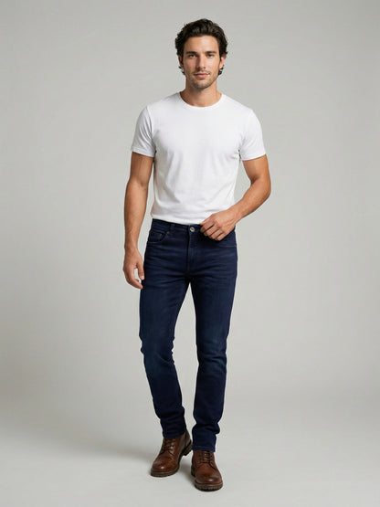 Celio Mens Blue Dobby Slim Fit Cotton Jeans