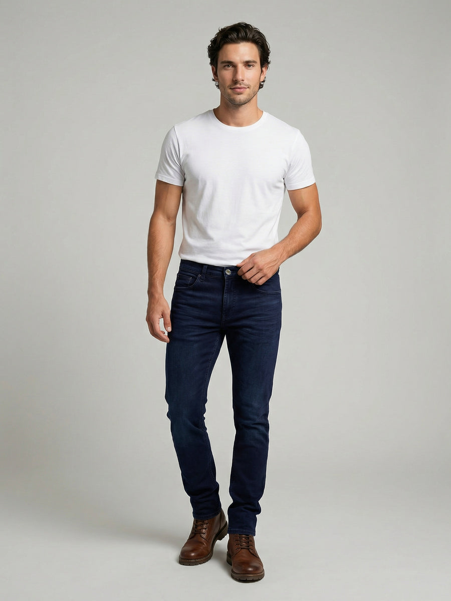 Celio Mens Blue Dobby Slim Fit Cotton Jeans