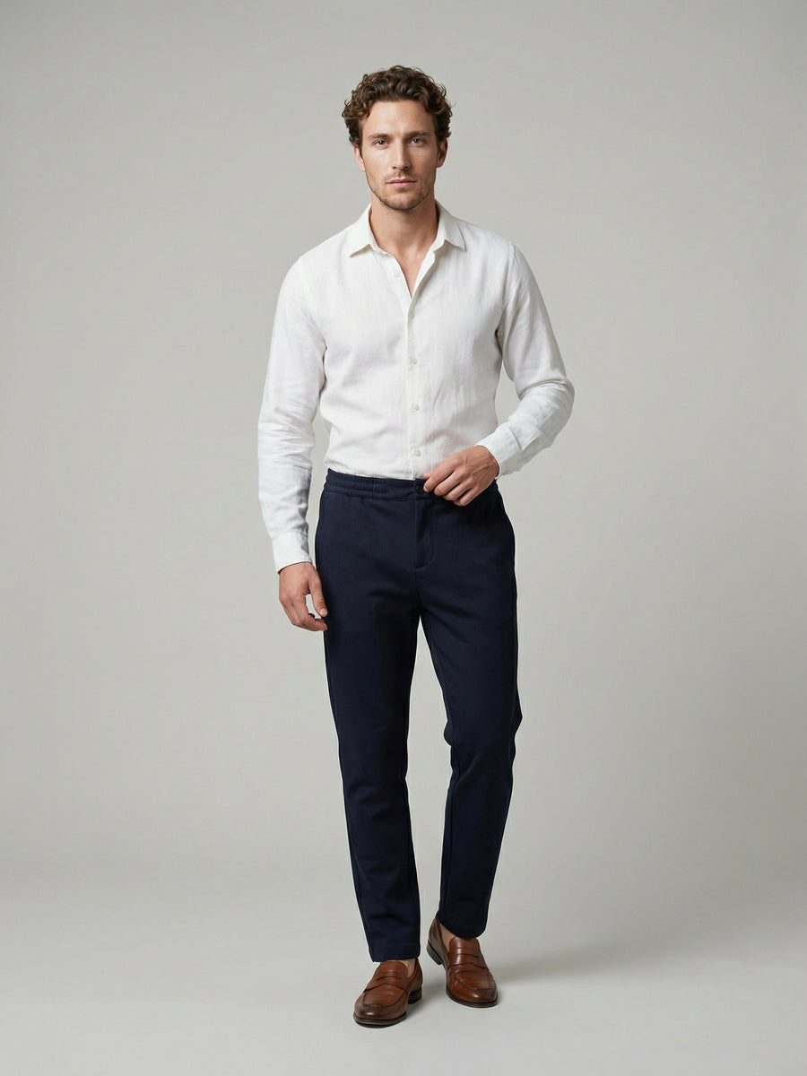 Celio Mens Navy Knit Slim Fit Cotton Casual Trouser