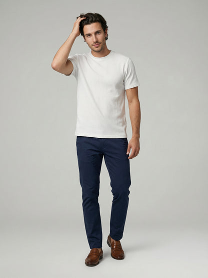Celio Mens White Structured Regular Fit Cotton T-Shirts
