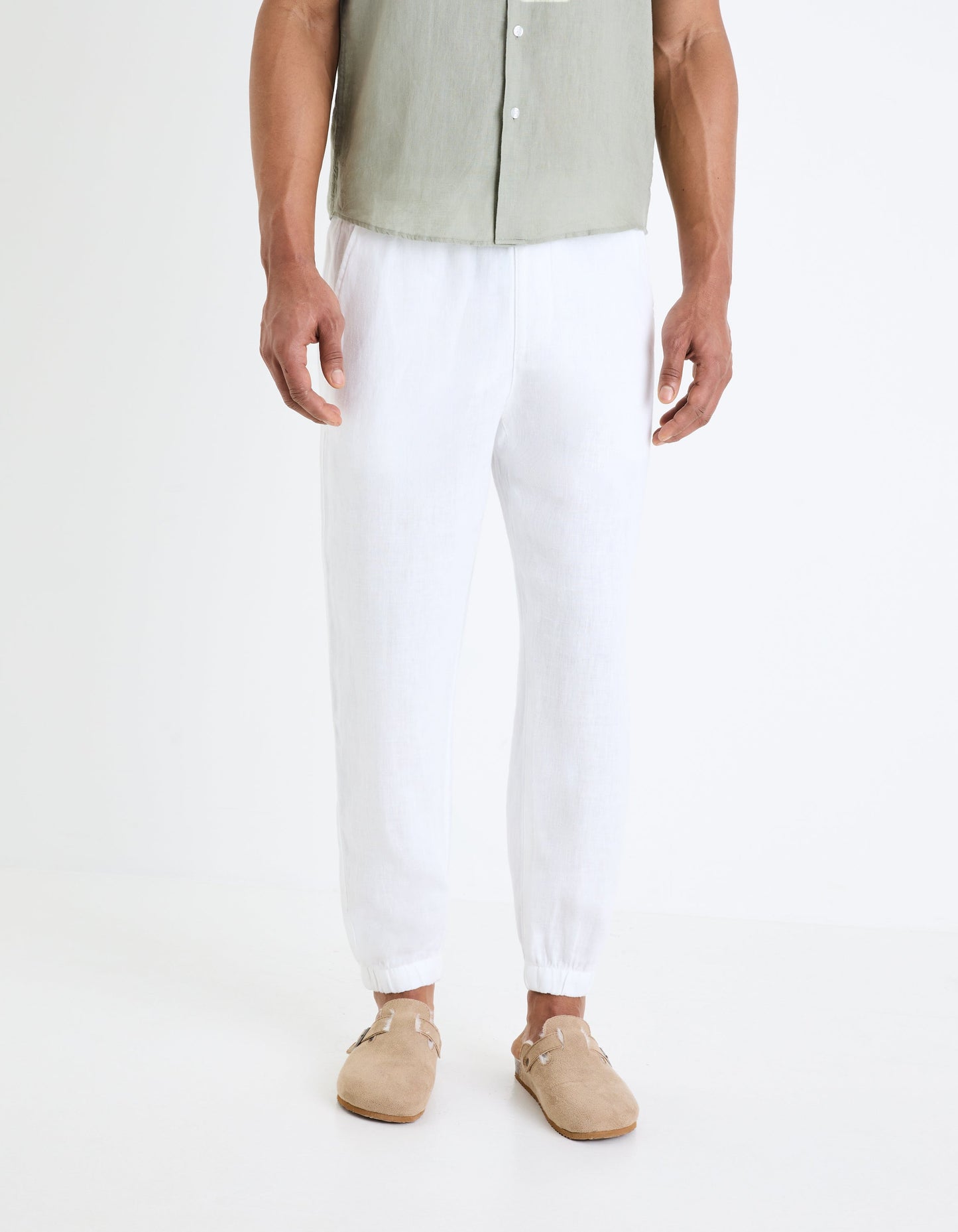 White Linen Regular Fit Jogger