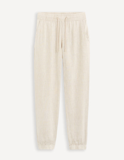 Off White Linen Slim Fit Jogger